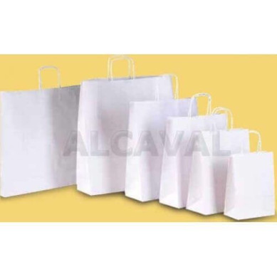 Bolsa de papel blanco, asa retorcida blanca