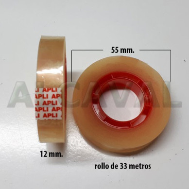 OFERTA 168 Rollos de cinta adhesiva transparente , celo marca apli 12 mm. de ancho por 33 metros