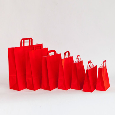 bolsas de papel asa plana roja