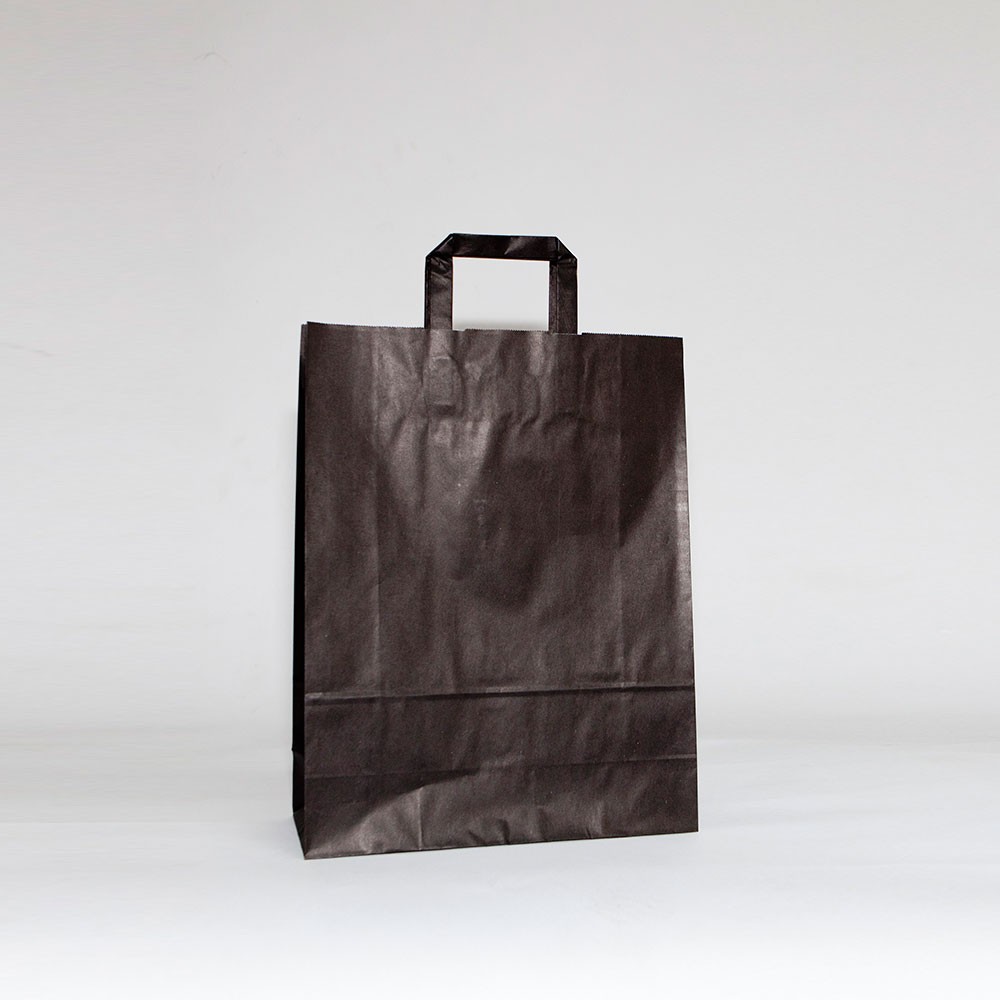 Bolsa de papel negra, asa plana color negro bolsa papel ecologica