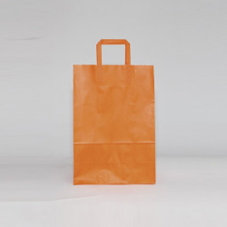 bolsa de papel naranja con asa plana