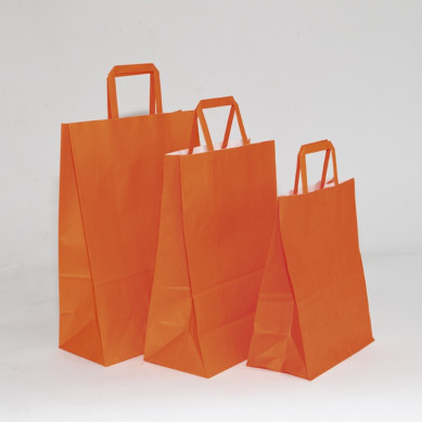 bolsas de papel naranja con asa plana
