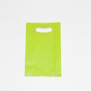 Bolsa de papel verde pistacho, asa troquelada en papel de calidad