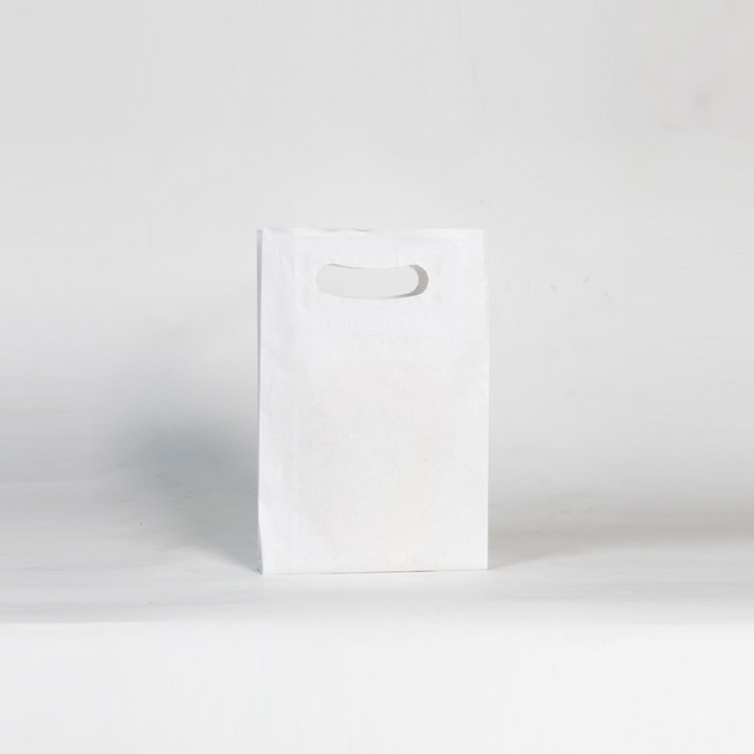 Bolsas de papel economicas asa troquelada blanca