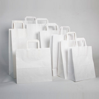 Bolsas de papel blanca con asa plana impresas