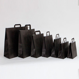 Bolsas de papel negra con asa plana impresas