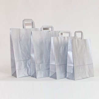 Bolsas de papel plata con asa plana impresas