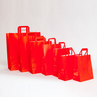 Bolsas de papel roja con asa plana impresas