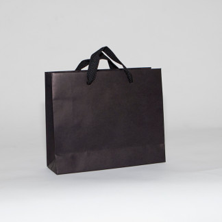 bolsa de papel lujo negra con asa de cinta