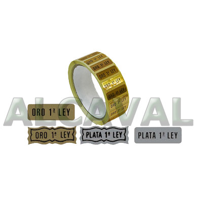 Etiquetas oro y plata 1ª ley para joyeria, rollos de 500 etiquetas